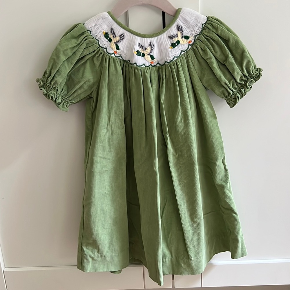 Smocked, corduroy dress